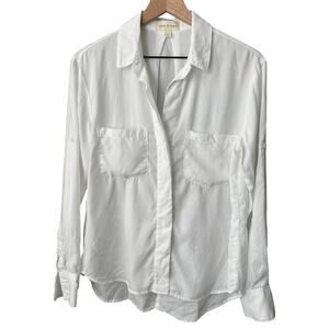 Cloth & Stone White Split Back Button Down Small